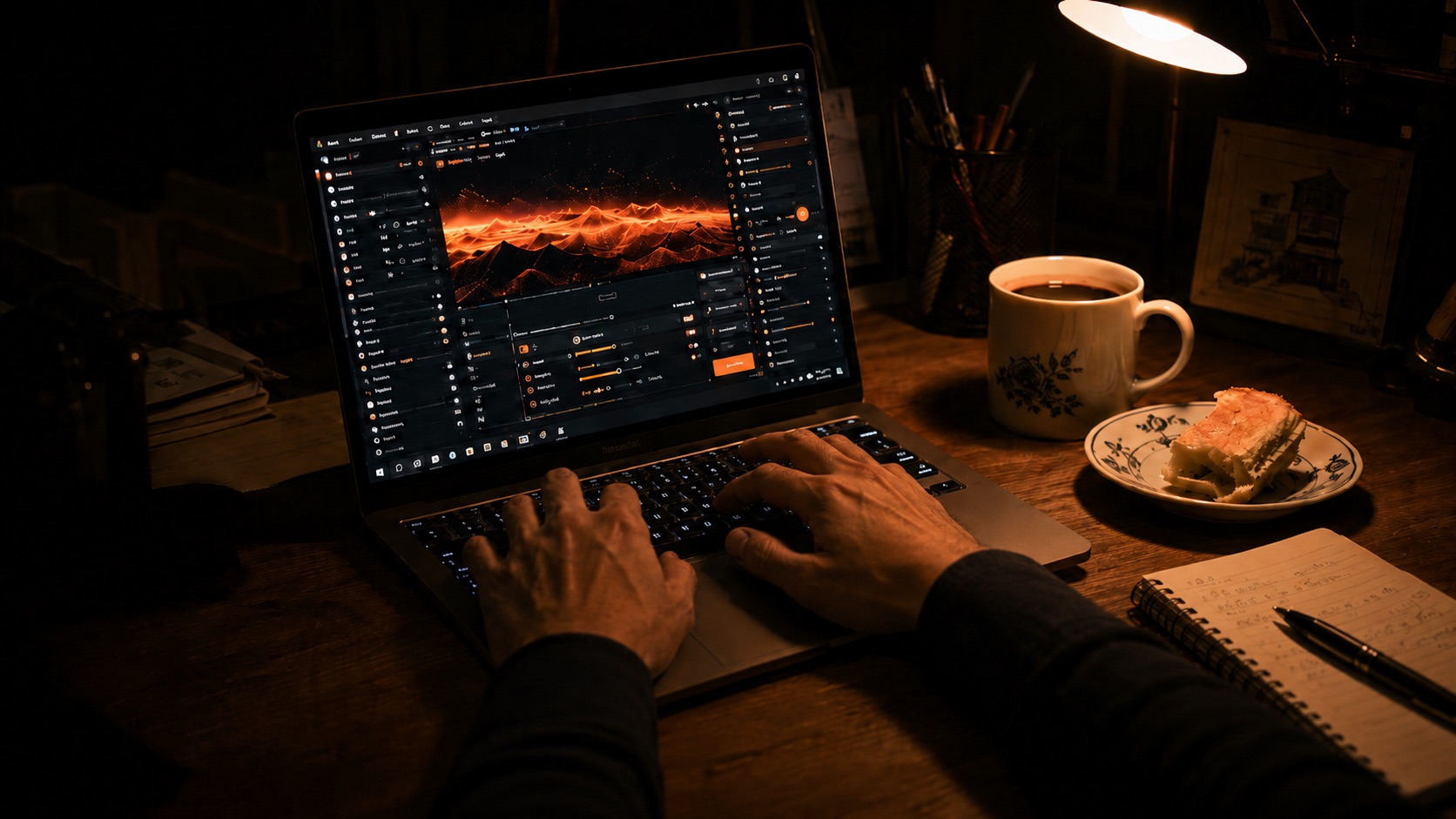 Louis Leow KL SME 老板深夜在 MacBook 前面对复杂 AI 工具界面 — Juiczy 判断笔记